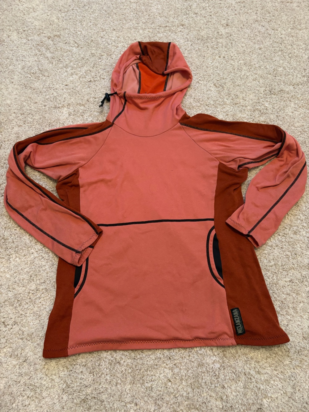 Melanzana Rust and Terracotta Colorblock Hooded Top